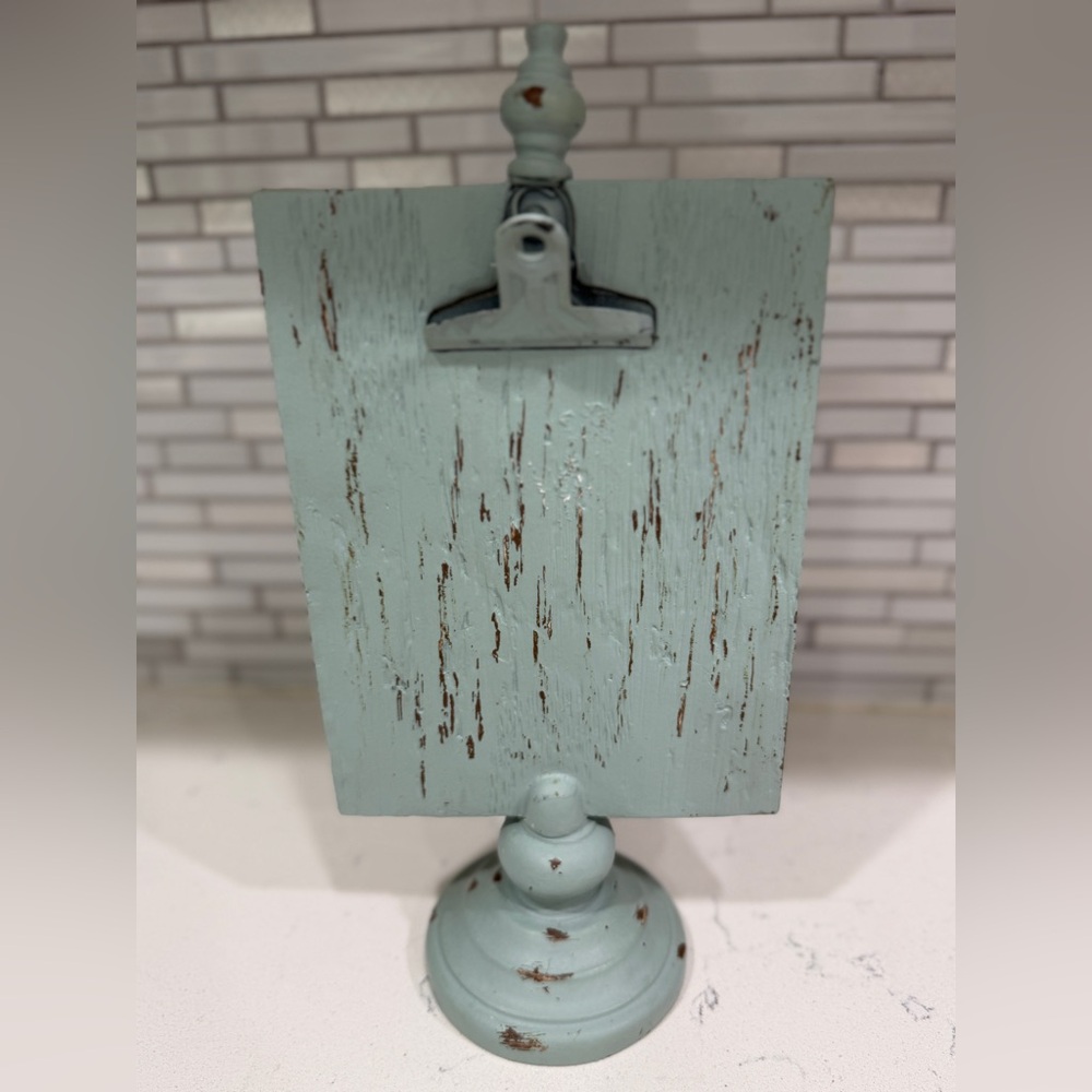 Rustic Teal Distressed Wooden Clip Stand Sign Holder - Picture 3 of 5